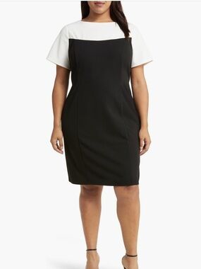 Maggy London Black and White Sheath Dress